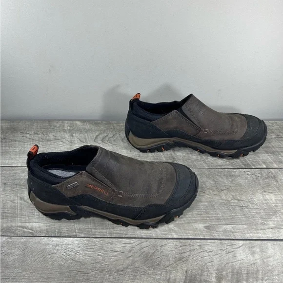 Merrell Black Slate Slip On Hiking Moc Brown Leather Mens Shoes Loafers Size 8.5 Men main image 2